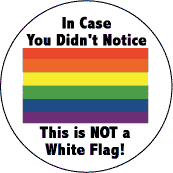 In Case You Didn't Notice - This is NOT a White Flag  Gay Pride Flag--Gay Pride Rainbow Store BUTTON
