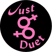 Just Duet - Female Gender Symbols--Gay Pride Rainbow Store BUTTON