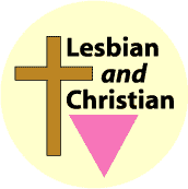Lesbian and Christian - Cross and Pink Triangle - Christian Gay Pride Rainbow Store STICKERS