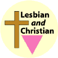 Lesbian and Christian - Cross and Pink Triangle - Christian Gay Pride Rainbow Store BUMPER STICKER