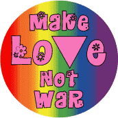 Make Love Not War - Pink Triangle and Gay Pride Flag Colors--Gay Pride Rainbow Shop T-SHIRT