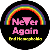 Never Again - End Homophobia - Gay Pride Rainbow--Gay Pride Rainbow Shop STICKERS
