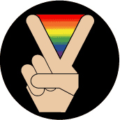 Peace Hand Peace Sign - Rainbow Triangle--Gay Pride Rainbow Shop BUMPER STICKER