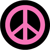 Pink Peace Sign with Black Background--Gay Pride Rainbow Shop BUTTON