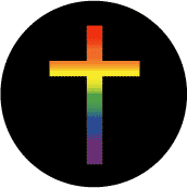 Rainbow Cross - Christian Gay Pride Rainbow Shop BUTTON