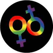 Rainbow Female Gender Symbols--Gay Pride Rainbow Shop BUTTON