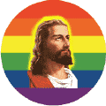 Rainbow Jesus - Christian Gay Pride Rainbow Shop BUTTON