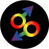 Rainbow Male Gender Symbols--Gay Pride Rainbow Shop BUTTON