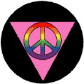 Rainbow Peace Sign in Pink Triangle--GAY PRIDE CAP