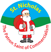 St. Nicholas - The Patron Saint of Commercialism SPIRITUAL BUTTON