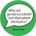 Why not go out on a limb? Isn't that where the fruit is? Mark Twain quote SPIRITUAL KEY CHAIN