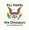 ALL Hawks Are Dinosaurs - as are all flipping birds [eagle with arrows in talons] ANTI-WAR KEY CHAIN