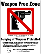 Ohio Coalition Against Gun Violence Weapon Free Zone free poster