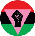 Black Power Fist in Pink Triangle on African American Flag Colors GAY KEY CHAIN