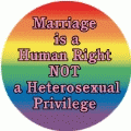 Marriage is a Human Right NOT a Heterosexual Privilege GAY BUTTON