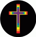 Purple Cross Rainbow Layers GAY BUTTON