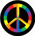 Radial Rainbow Peace Sign with Black Background GAY PEACE BUTTON