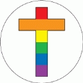 Rainbow Cross Segmented Colors GAY BUTTON