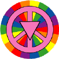 Pink Triangle Peace Sign - Rainbow Background GAY PRIDE MAGNET