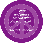 PEACE QUOTE: Peace Justice Two Sides Same Coin--PEACE SIGN KEY CHAIN