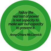 PEACE QUOTE: Real Test of Power to Prevent War--PEACE SIGN KEY CHAIN