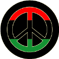 African American Flag Colors PEACE SIGN Black Background--BUTTON