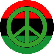 Green PEACE SIGN African American Flag Colors--BUTTON