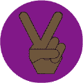 Peace Hand Black on Purple--African American PEACE SIGN BUTTON