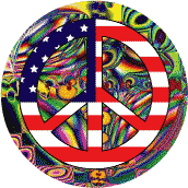 1960's Hippie Peace Flag 5 - American Flag BUTTON