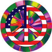 1960s Hippie Peace Flag 3 - American Flag STICKERS