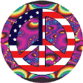 1960s Hippie Peace Flag 4 - American Flag BUTTON