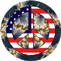 Hippie Art Peace Flag 10 - American Flag BUTTON