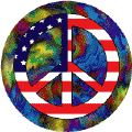 Hippie Art Peace Flag 12 - American Flag BUTTON