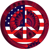 PEACE SIGN: Hippie Art Peace Flag 24--BUTTON