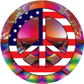 PEACE SIGN: Hippie Commune Peace Flag 4 - American Flag KEY CHAIN