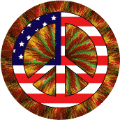 PEACE SIGN: Hippie Culture Peace Flag 6--STICKERS