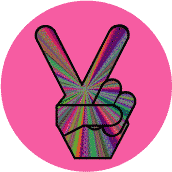 1960s Hippie Peace Hand 4--BUTTON