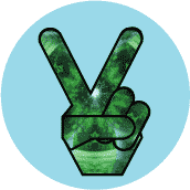 PEACE SIGN: Funky Art Peace Hand 22--BUTTON