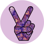 PEACE SIGN: Funky Art Peace Hand 24--BUTTON