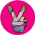 Funky Art Peace Hand 3--BUTTON