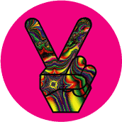 Funky Art Peace Hand 4--BUTTON