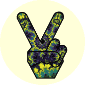 Tie Dye Peace Hand 3--BUTTON