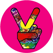 Tie Dye Peace Hand 4--BUTTON