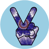 PEACE SIGN: Tie Dye Peace Hand 6--BUTTON