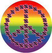 PEACE SYMBOL: Male Gender Symbols Rainbow background--BUTTON