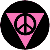 Peace Sign in Pink Triangle--PEACE SYMBOL PEACE SIGN BUTTON