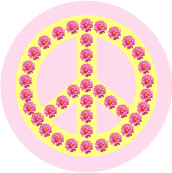 PEACE SYMBOL: Peace Sign Flower Power Dahlia yellow on pink--STICKERS