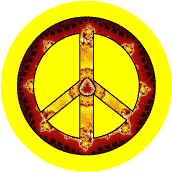 PEACE SIGN: Fiery Mandala--BUTTON