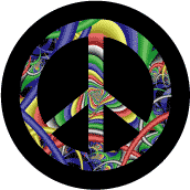 PEACE SIGN: Jungle Mural--BUTTON