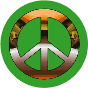 PEACE SIGN: Peachy Green Sunrise--BUTTON